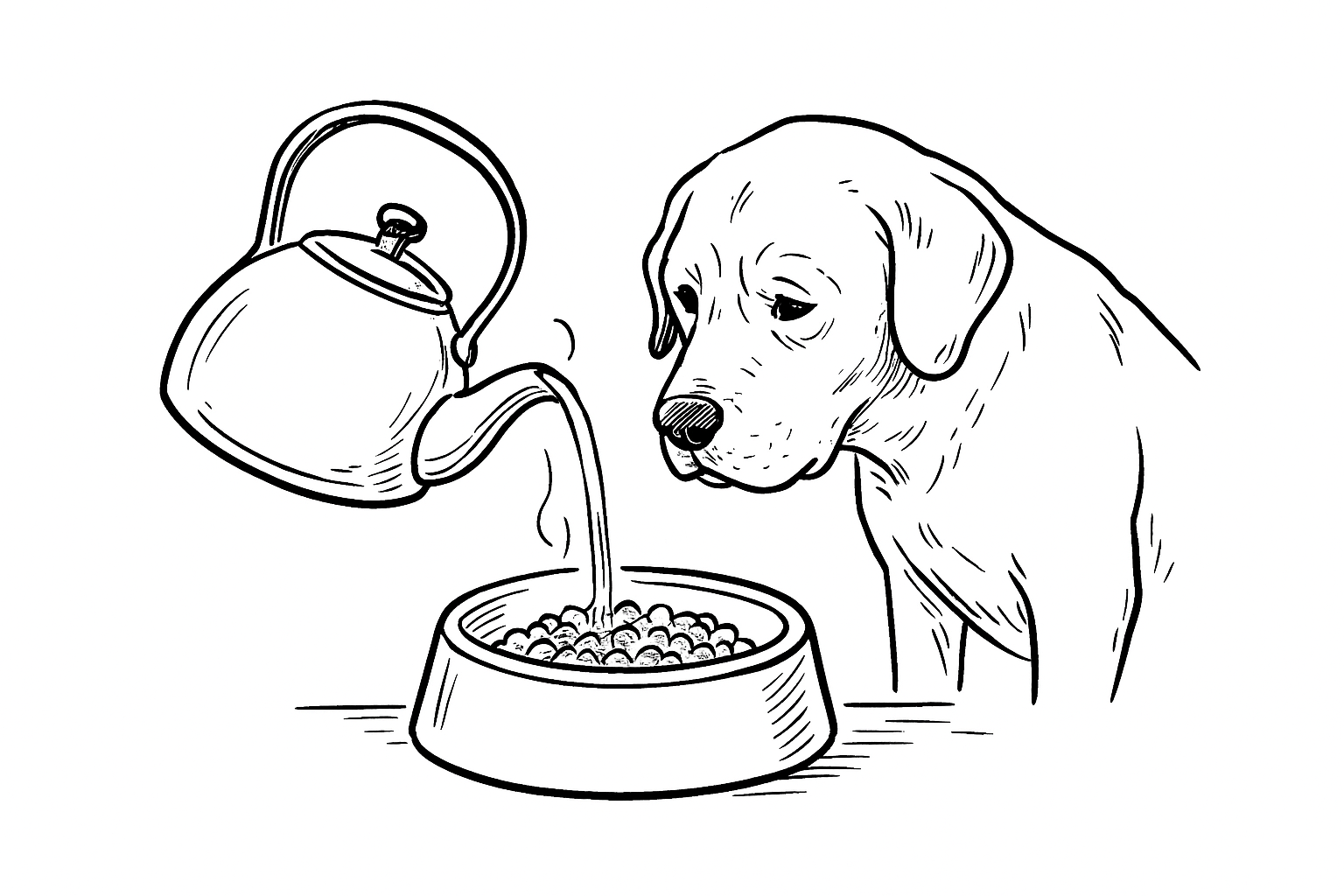 老犬のドッグフードは30～40℃のぬるま湯で5～15分ふやかす